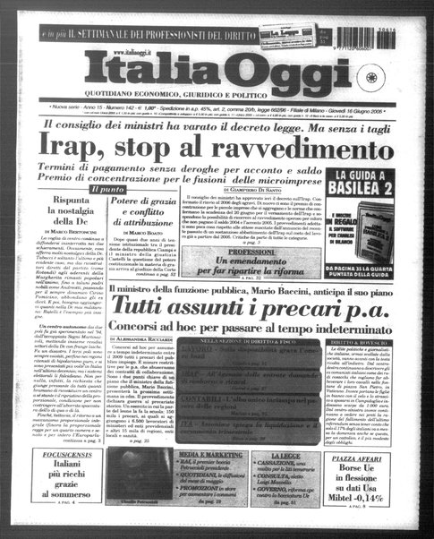 Italia oggi : quotidiano di economia finanza e politica